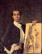Melendez, Luis Eugenio Portrait of the Artist Holding a Life Study USA oil painting artist